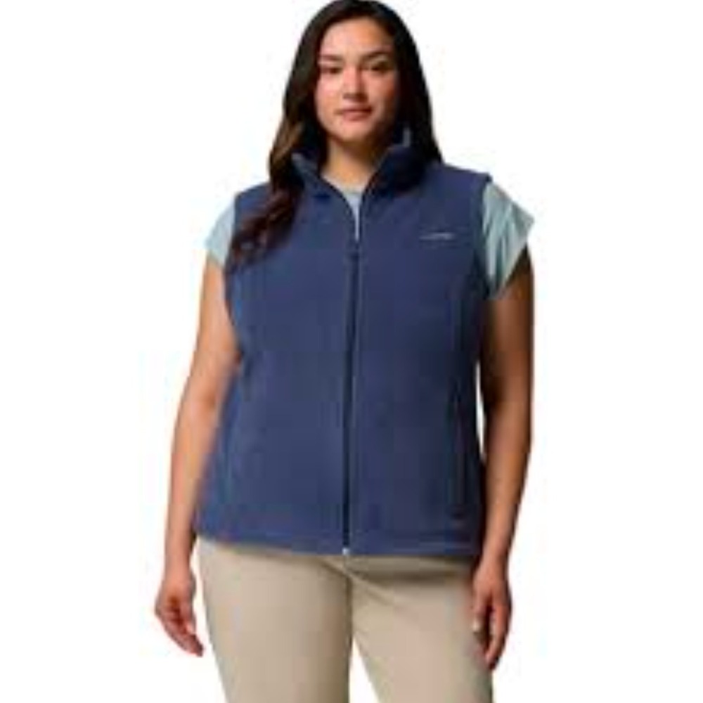 Columbia Benton Springs Fleece Vest Blue Full Zip Sleeveless Jacket Womens L - Picture 1 of 4